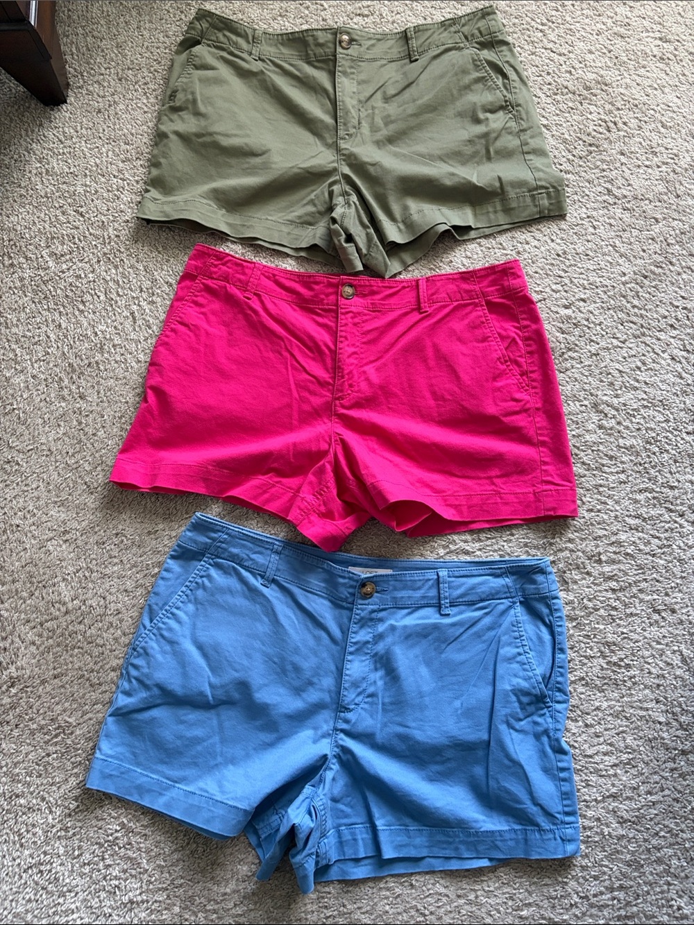 LOFT Women's Shorts Trio – Olive, Hot Pink, Sky Blue
